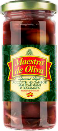 Оливки без кісточки "Maestro de Oliva" асорті, 240г твіст